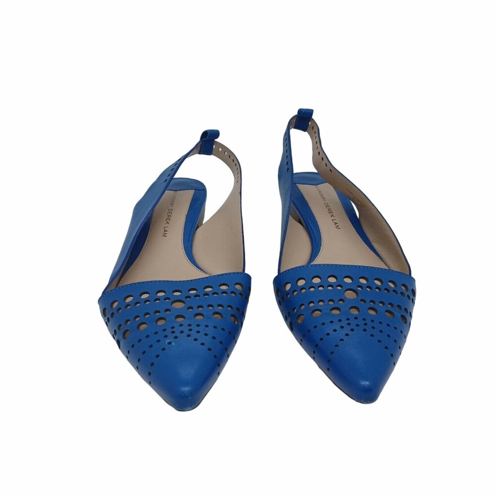 🤩RARE Women's Sandals Shoes Sz 7.5 Leather 10 Crosby Derek Lam Blue Ankle Strap - Picture 3 of 9